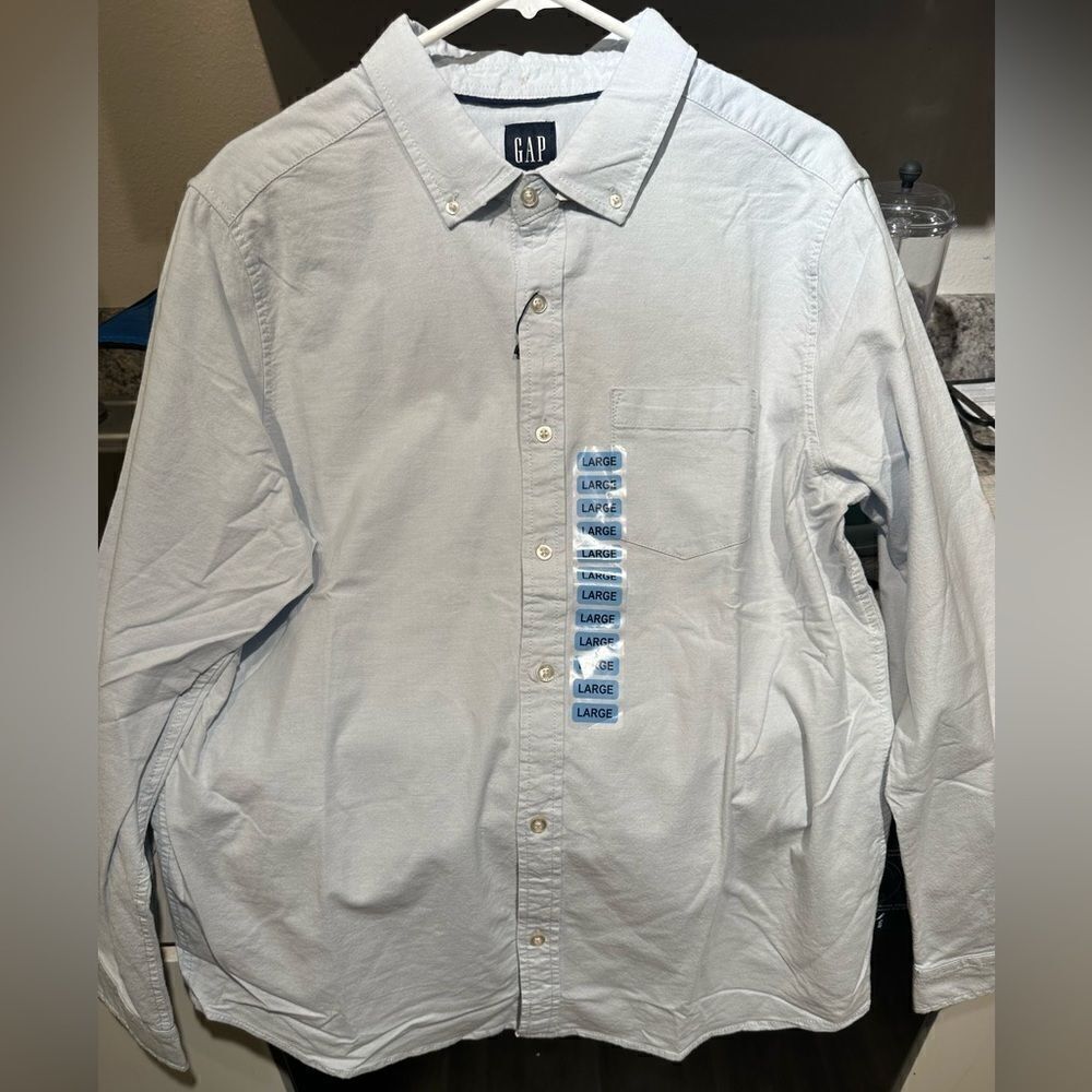 Gap Oxford Long sleeve  cotton cashmere blue button down shirt sz L
